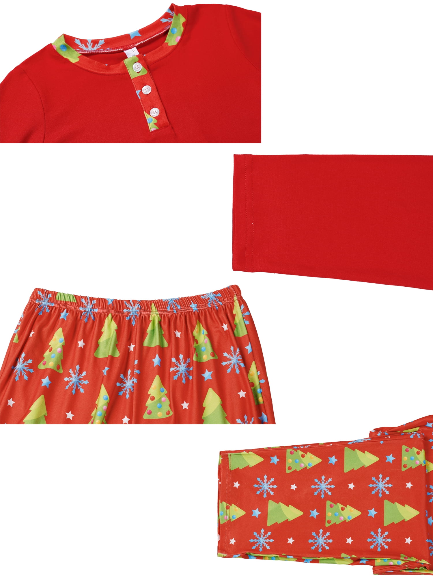 DARING DIVA Long Sleeve Button Up Tree Print Sleepwear Pajamas Sets ["Boys & Girls"] S Red