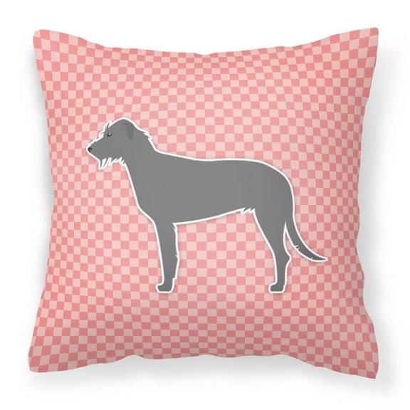 Carolines Treasures BB3603PW1818 Irish Wolfhound Checkerboard Pink Fabric Decorative Pillow