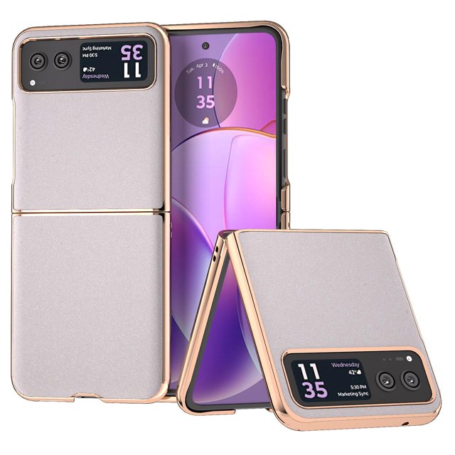 Para Motorola Razr 40 5g Pu cuero + Pc Glitter Phone Case Nano galvanoplastia cubierta a prueba de arañazos