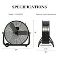 thumbnail image 2 of 24” Industrial Drum Fan, 9260 CFM High Velocity Floor Fan, 3 Speed Air Circulator w/180°Tilt, Black, 2 of 8