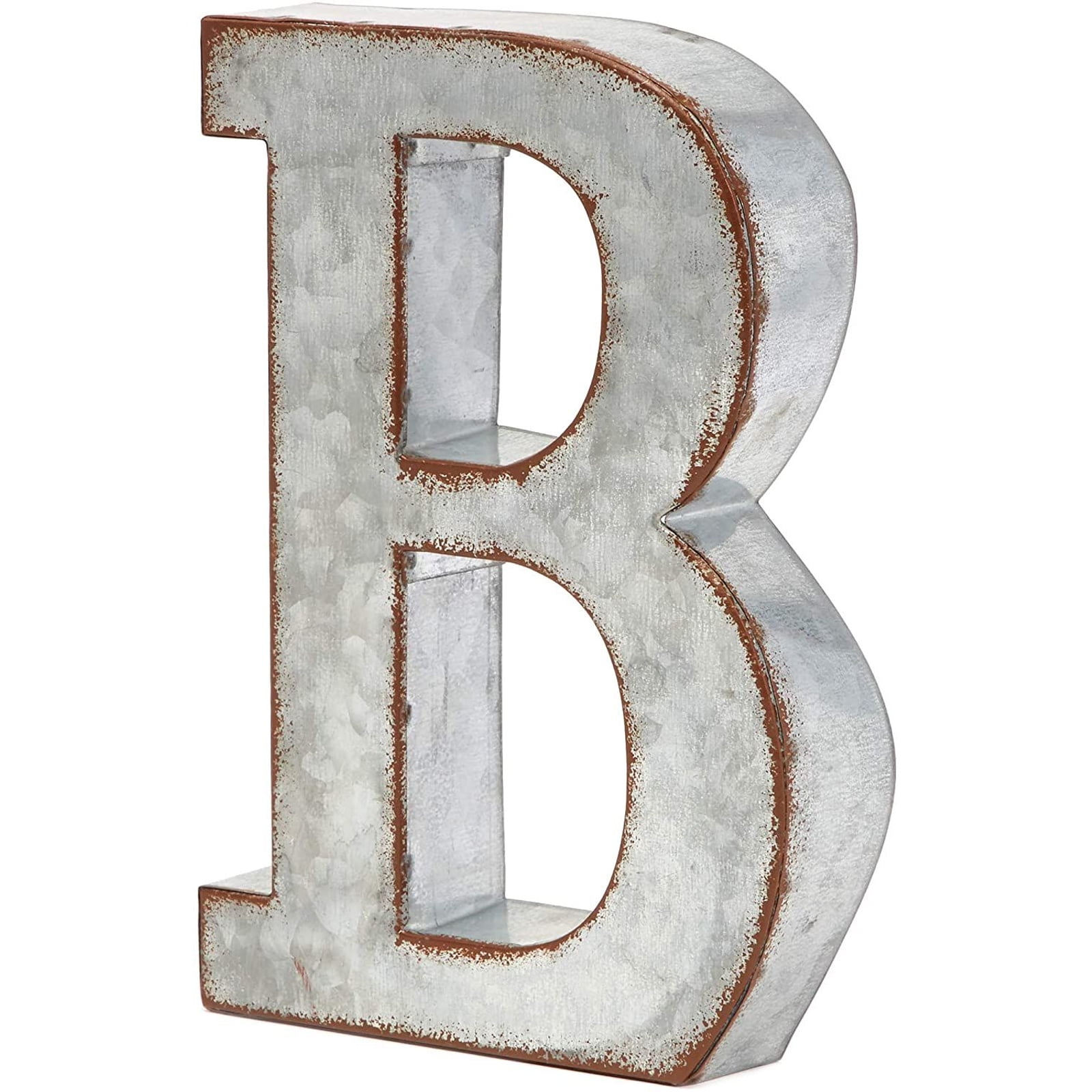 7" Galvanized Metal 3D Wall Decor T Letter Rusted Farmhouse Sign Decoration 