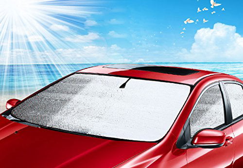 Car Front Window Sunshade Windshield 51 Inchx23.5 Inch Silver UV Ray Protector Sunshade 2 Pack