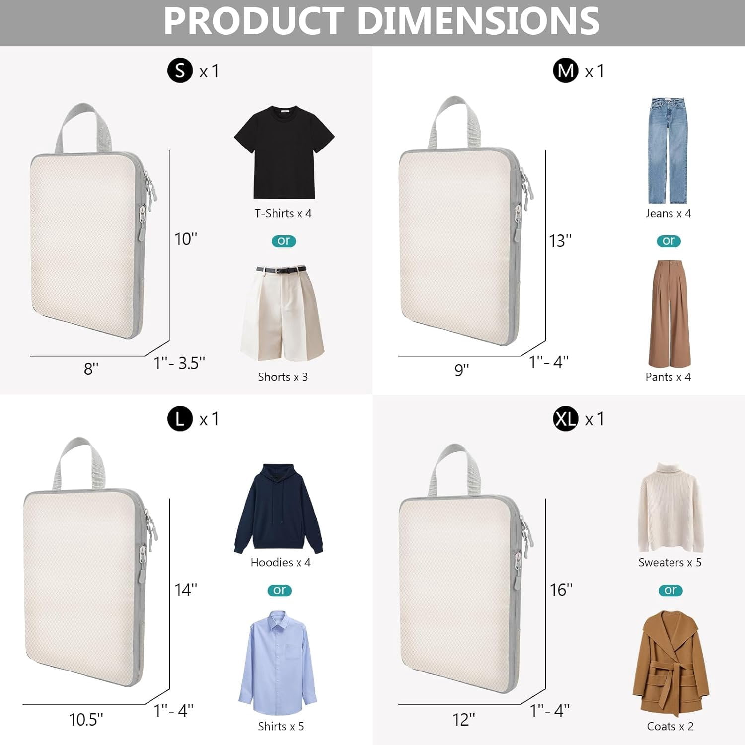 Compression Packing Cubes for Travel, 4 Set Expandable Packing Organizers, Lightweight Luggage Organizer Bags, Travel Essentials for Carry , Handy Helper for Organizing Clothes,