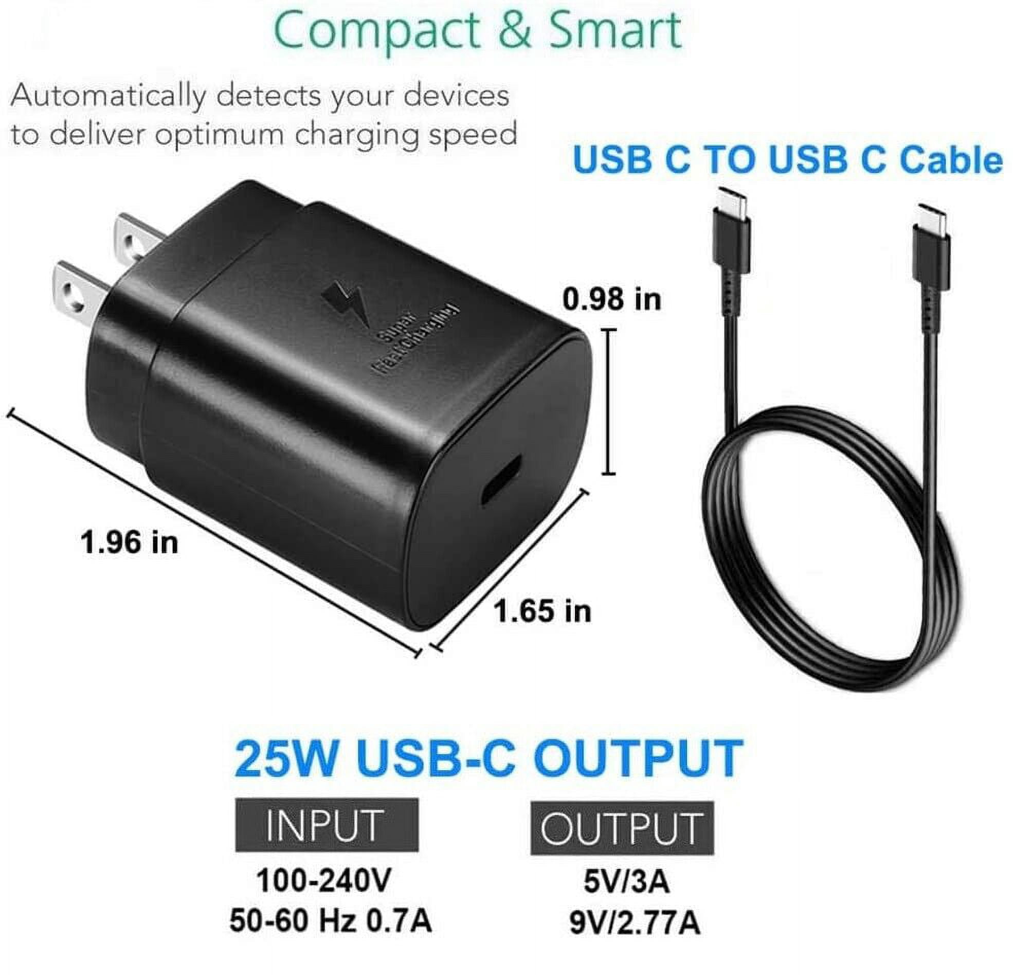 Samsung Galaxy A51, 2Pack Original Samsung USB-C Super Fast Charging Wall Charger-25W PD Charger Adapter with Type-C Cable(3ft) - Black