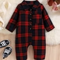 thumbnail image 2 of LAPAKIDS Newborn Infant Baby Boy Christmas Romper Red Plaid Christmas Jumpsuit Bodysuits 18-24 Months, 2 of 7