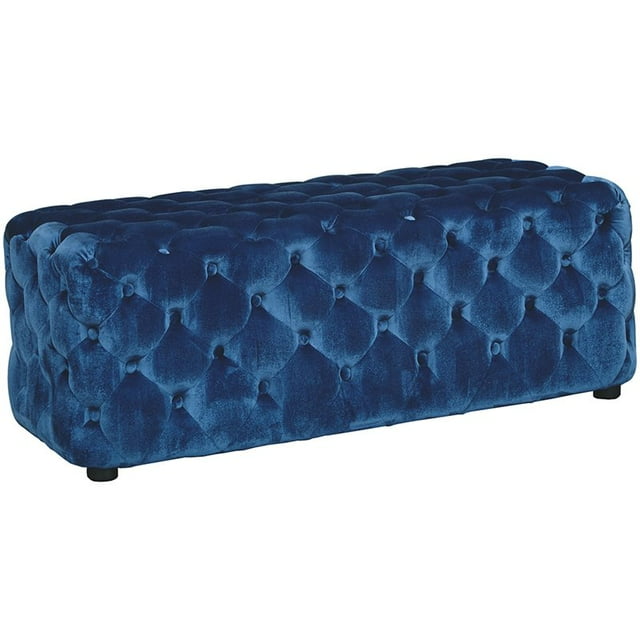 Ashley Banc Lister en Velours Touffeté Bleu Marine