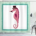thumbnail image 1 of Ambesonne Seahorse Shower Curtain, Hipster Seahorse Hat, 69"Wx75"L, Multicolor, 1 of 3