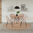 thumbnail image 4 of Ilios Innova | Comedor Roslo 4s Set de Mesa Redonda Café y 4 Sillas de Terciopelo Beige, Estilo Nórdico Moderno Minimalista para Espacios Pequeños, 4 of 9