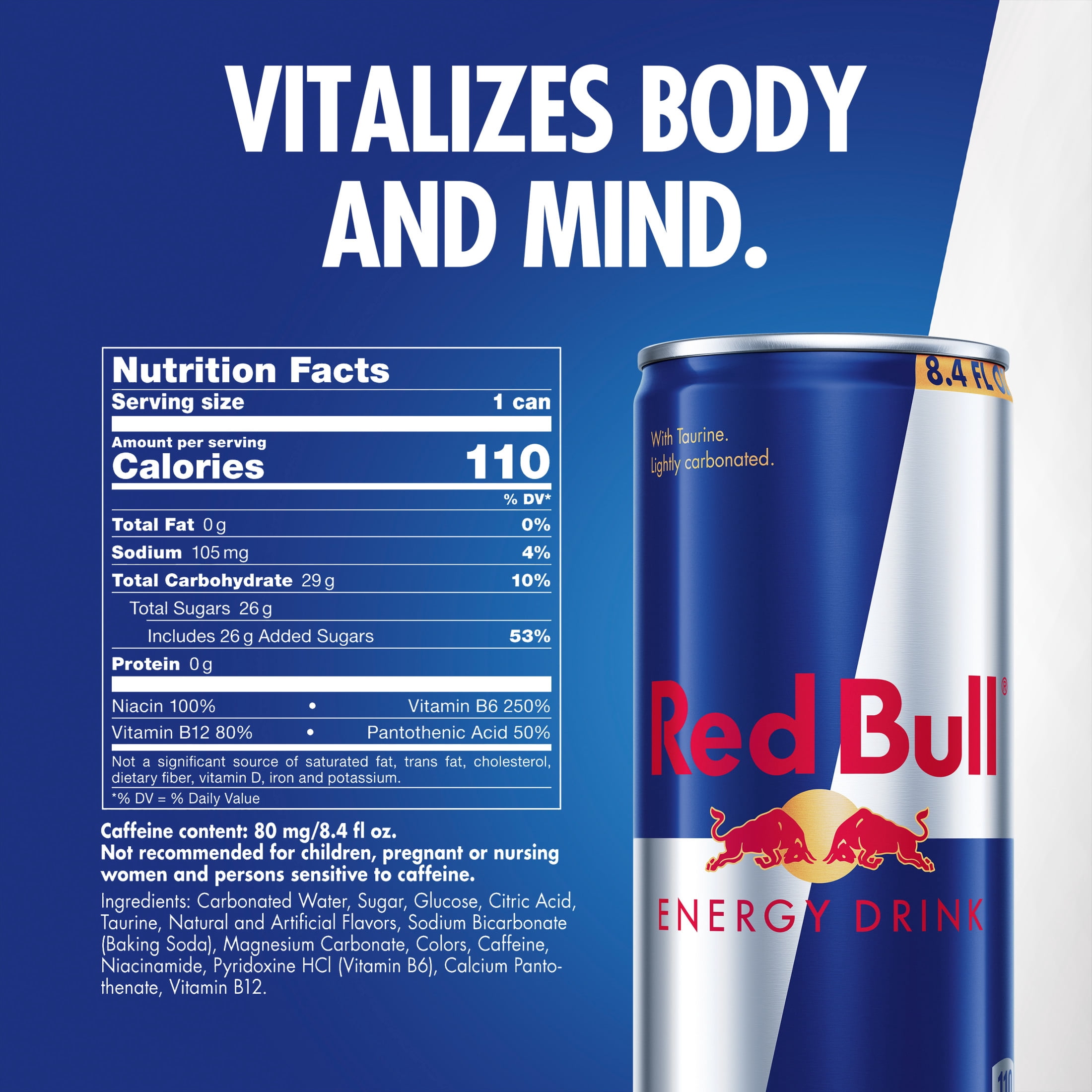 Red Bull Energy Drink, 80mg Caffeine, 8.4 fl. oz. Can