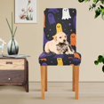 thumbnail image 4 of Yayeee 4 Pack Dining Chair Covers Stretch Parson Chairs Slipcovers Seat Protector, Halloween Colorful Ghosts, 4 of 6
