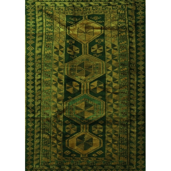 Ahgly Company Indoor Rectangle Persian Green Traditional Area Rugs, 7' x 10'