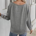 thumbnail image 4 of QLEICOM Women's Crewneck Casual Solid Long Sleeve Button Blouses Shirts Tops Gray M, US Size 6, 4 of 7