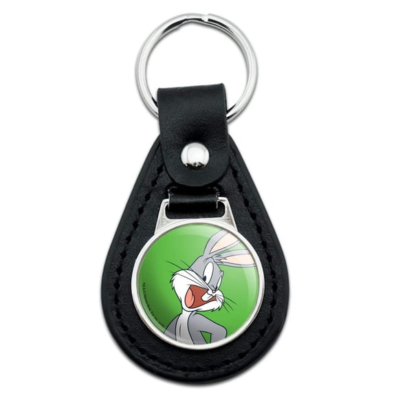 Black Leather  Looney Tunes Bugs Bunny Keychain