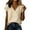 Beige, variant on Women's V-Neck Short Sleeve Top, Casual Cotton Linen Wrap Blouse, Relaxed Fit Crossover Summer Shirt, Breathable Solid Pullover