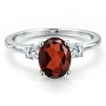 thumbnail image 3 of Gem Stone King 14K White Gold Red Garnet and Moissanite Engagement Ring for Women | 2.33 Cttw | Oval 9X7MM | Gemstone January Birthstone | Size 8, 3 of 6
