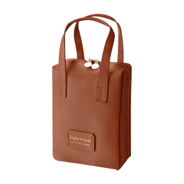 Organizador de maquillaje de viaje Pouch Pouch Bolsa de almacenamiento impermeable Gran capacidad con divisor Marrón