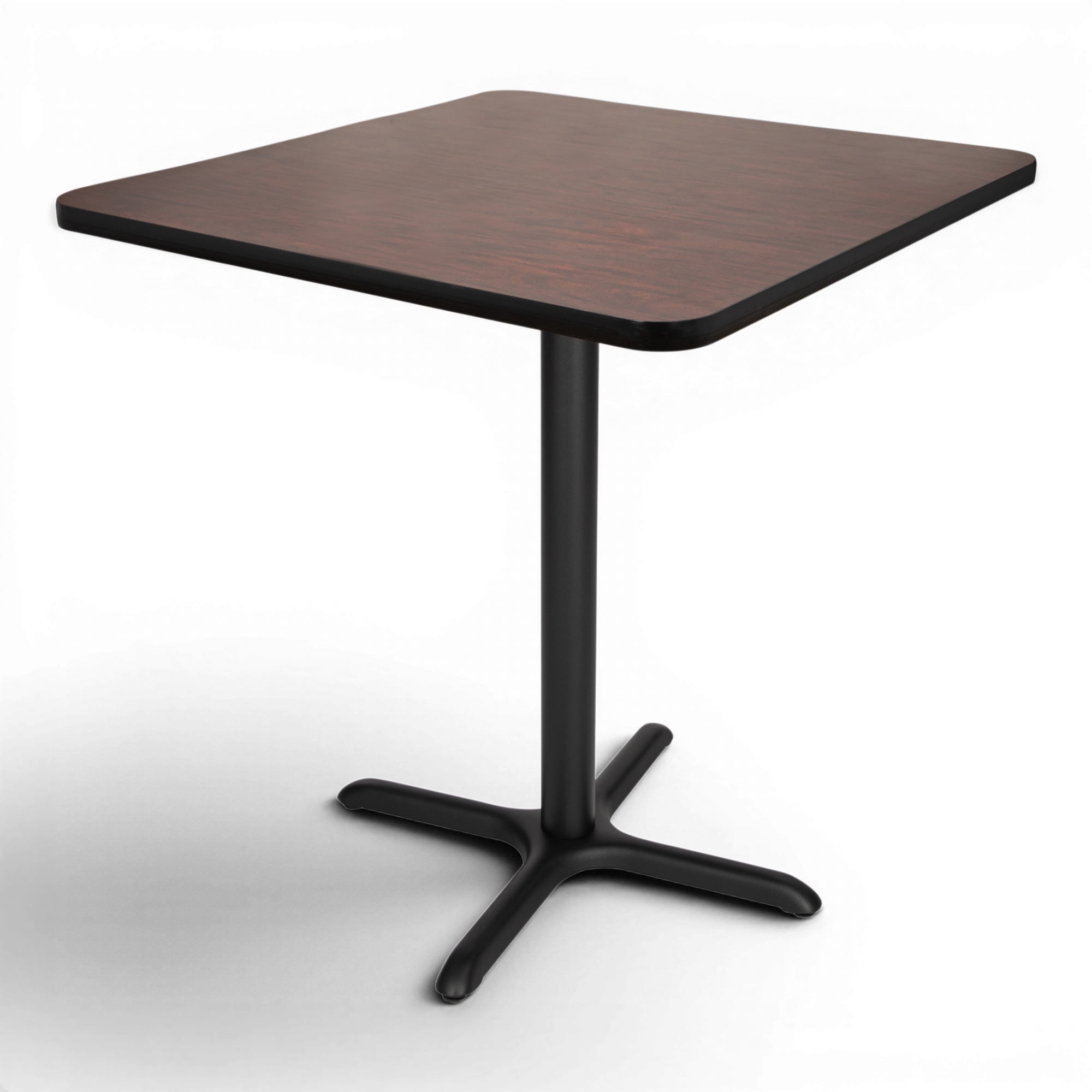 Hampden Furnishings Bennet Collection Steel Frame 36" Square Top, X Base, 36" Height Cafe Table, Black Frame/Mahogany Top