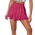 thumbnail image 5 of Miluxas Women's Sequin Skirt Sparkle Stretchy Bodycon Mini Skirts Party Club Short Dress with shorts Hot Pink, 5 of 6
