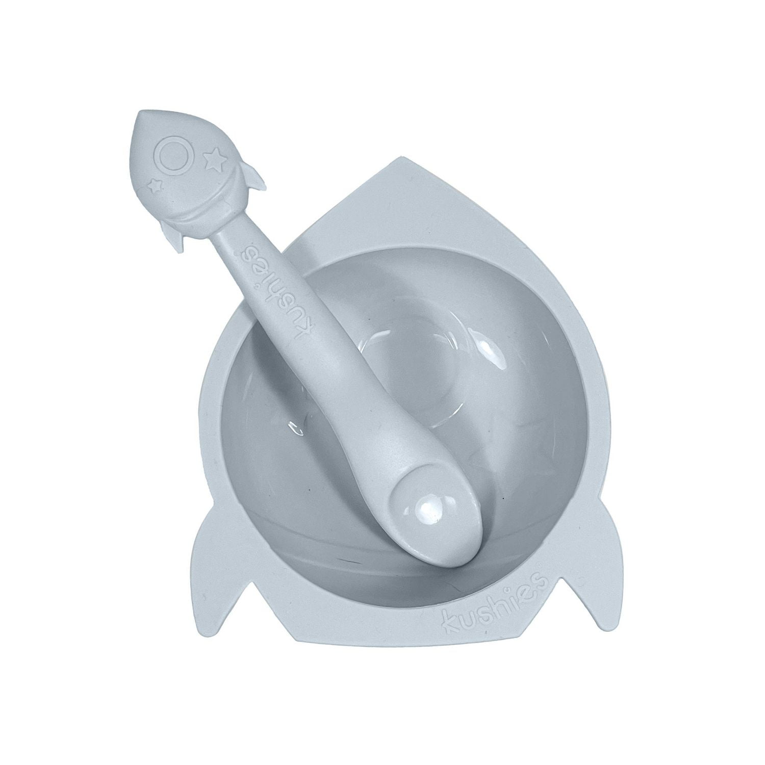 Kushies Silibowl - Silicone Suction Bowls and Spoon Set for Baby- BPA-free - Blue