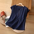 thumbnail image 4 of Gbobgt Women's Linen Tank Tops Sleeveless V Neck Casual Loose Fit Breathable Lightweight Summer Tops Dark blue L, 4 of 4