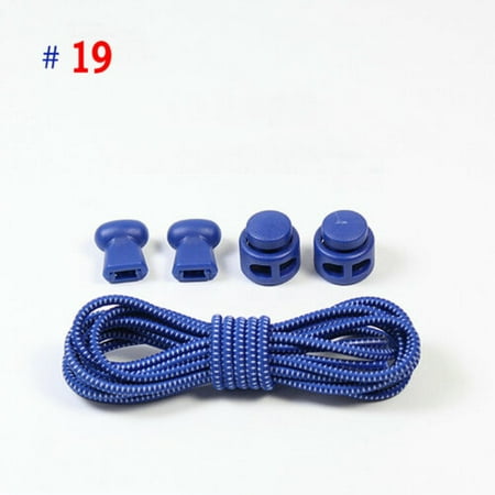 

No Tie Shoe Laces Lazy Elastic Round Shoelaces Lock Adults Kids Sports Trainers