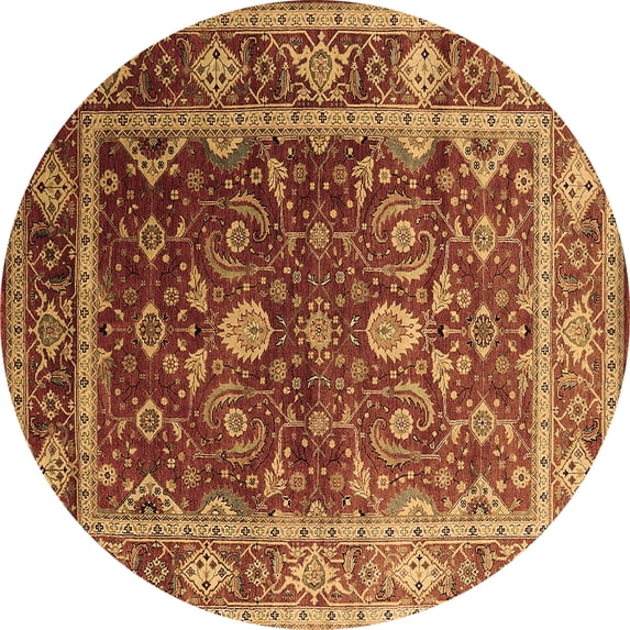 Ahgly Company Indoor Round Oriental Brown Industrial Area Rugs, 8' Round