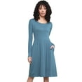 thumbnail image 2 of Made by Johnny Women's Comfy Casual Long Sleeve Flowy Dresses Loose Plain Dress with Pockets XL DENIM, 2 of 6