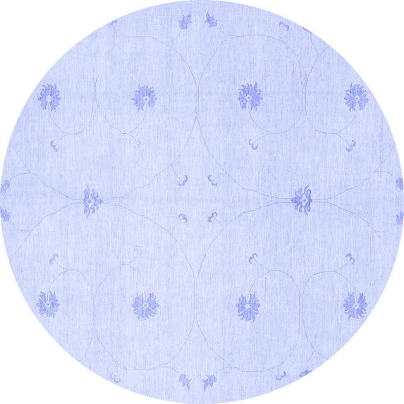 Ahgly Company Indoor Round Solid Blue Modern Area Rugs, 3' Round
