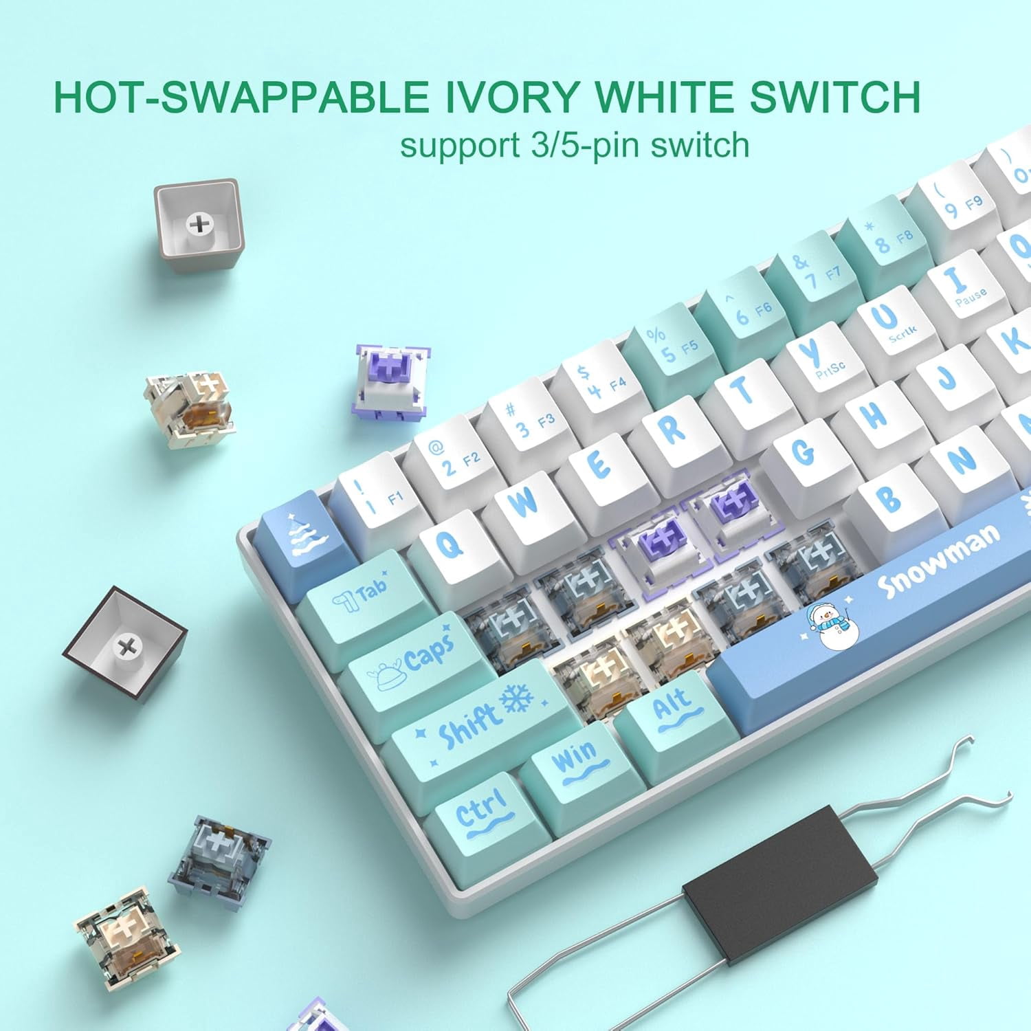 MageGee MK-Box 60% Gaming Keyboard German QWERTZ Layout, Hot-Swappable Compact Wired Mechanical RGB Keyboard with EVA Damping Foam
