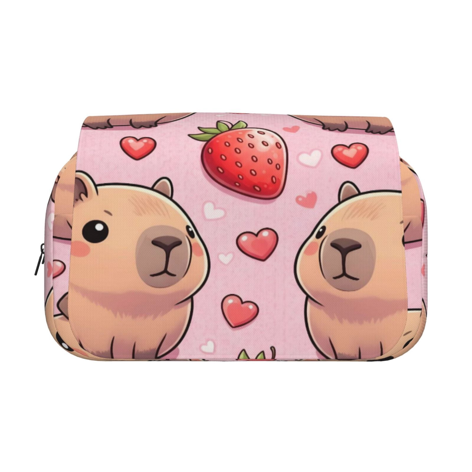 Large-Capacity Flip-Top Double-Layer Pencil Case, Multi-Functional Pocket Pen Case, Durable Stationery Organizer Pusheen Capybara Pattern 4