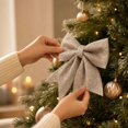 thumbnail image 2 of Wooowa Christmas Glitter Fabric Bows Pre Tied Sparkly Bow Ornaments 6.69x7.09 Inch for Tree Wreath Garland and Holiday Gift Box Home Decoration, 2 of 7