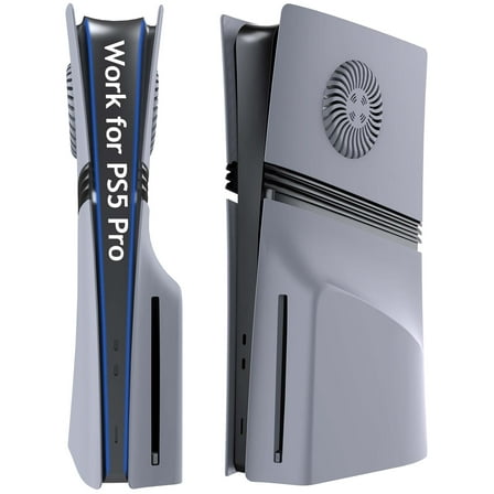 Faceplates for PS5 Pro Disc Console Cover Plate Replacement with Cooling Vents & Dust Filter, (Disc Edition, Grey)