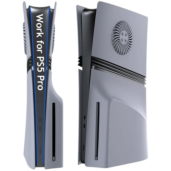 Faceplates for PS5 Pro Disc Console Cover Plate Replacement with Cooling Vents & Dust Filter, (Disc Edition, Grey)