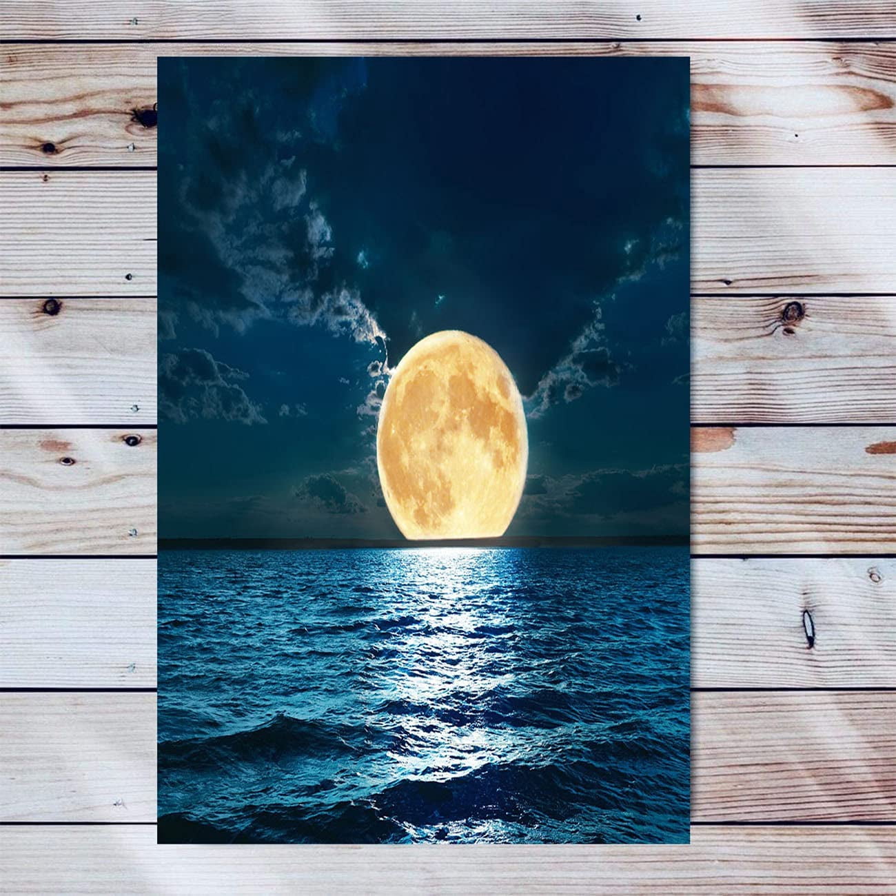 Blue And White Ocean Canvas Wall Art - Hand-Painted, 20x40 Inches, Sea Painting For Living Room Or Bedroom