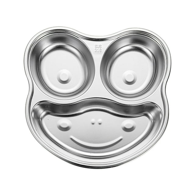 LEHOZIHEQ Assiette Compartimentée en Acier Inoxydable, Assiettes en Forme, Assiette de Souper à 3 Sections Assiette de Contrôle des Portions Assiettes Compartimentées Incassables pour Enfants Adultes
