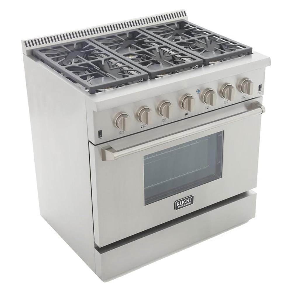 Pemberly Row 36" Dual Fuel Propane Gas Range with Knobs in Silver