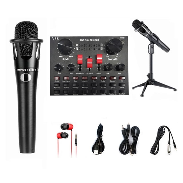 Amdohai V8S Carte Son en Direct avec Microphone, Ensemble 8 Modes Audio