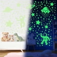 thumbnail image 6 of Sinekong 556PCS Glow in The Dark Stars for Ceiling, 3D Space Galaxy Stickers Astronaut Rocket Planet for Kids Room Wall Decals (Green), 6 of 8