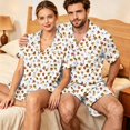 thumbnail image 5 of Couples Pajama Sets Matching Halloween 2 Piece Short Sleeve Button Down Pjs Soft Lightweight Sleepwear Lounge Set for Her Him Allover Seasonal Motif Print Orange S, 5 of 6