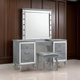 thumbnail image 7 of Benjara Lee 64" Vanity Table- Embossed Inlay- 7 Mirror Accented Drawers- Gray, 7 of 7