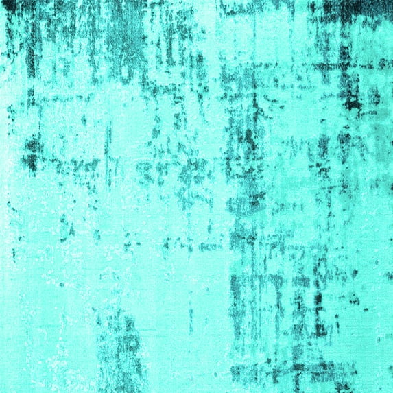 Ahgly Company Machine Washable Indoor Square Oriental Turquoise Blue Industrial Area Rugs, 6' Square