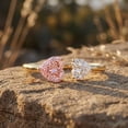 thumbnail image 5 of Rosec Jewels Lab Grown Pink White Diamond Toi Et Moi Heart Promise Ring - 1 Ct - IGI Certified Fancy Pink Gemstone Ring (VS1 Grade), 18K Yellow Gold, US 5.00, 5 of 8
