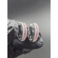 thumbnail image 2 of OM Jewels 14K White Gold Plated Round Cut Lab Created Pink Ruby Delicate Hoop Women Earrings, 2 of 6