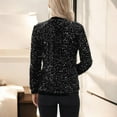 thumbnail image 5 of Women's Long Sleeve Open Front Sequin Jacket with Satin Trim - X Large, Black, 5 of 6