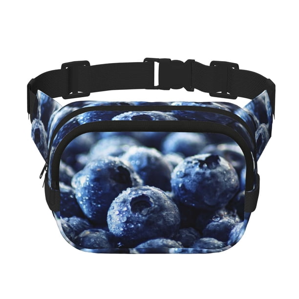 Balery Blueberry Mochila Cinturón para Mujeres y Hombres, Bolsa de Cintura Impermeable de Doble Capa con Correa