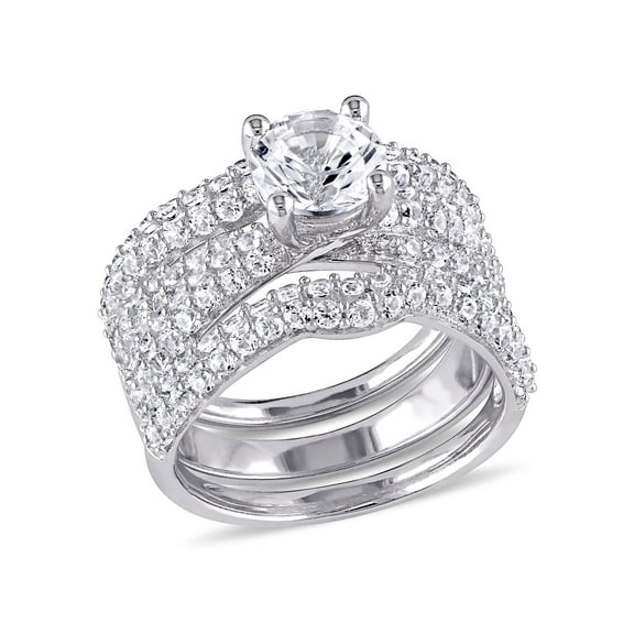 Everly Women's Created Sapphire Sterling Silver Bridal Set