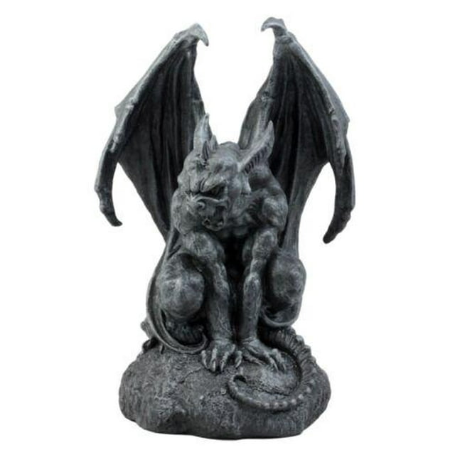 Ebros Warden Large Cathedral Guardian Crouching Winged Gargoyle Statue 12.5"H