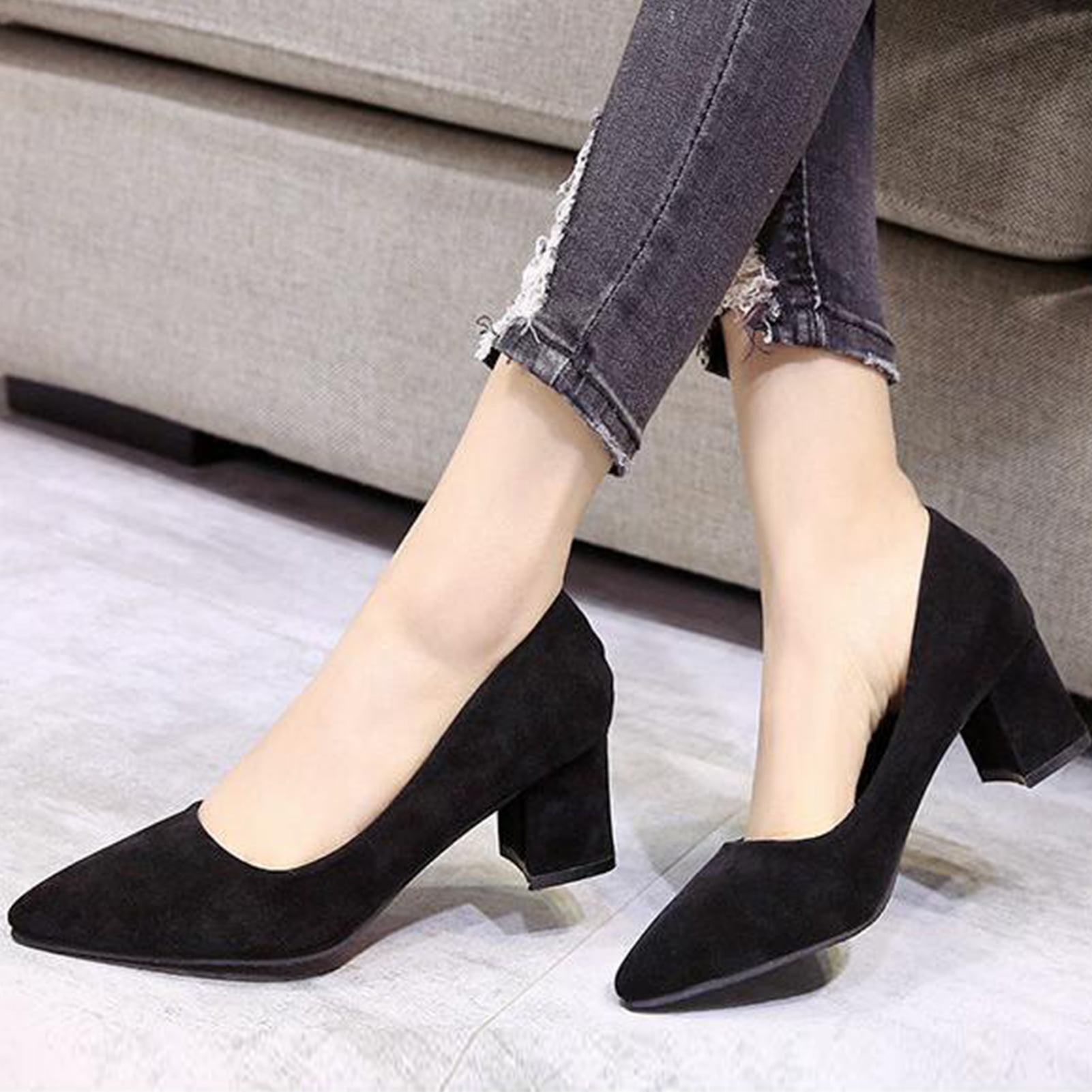 Fashion Ladies Fashion Block Heel Square Toe Work Shoes-white | Jumia  Nigeria
