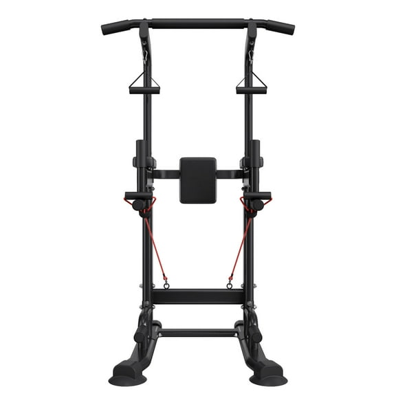 KFFKFF Pull Up Bar with 330 LBS Capacity, Power Tower Dip Station for Workouts, Free-Standing Chin-Up Bar with Stable H-Shaped Base, Adjustable 12-Level Height and 4-Level Back Pad