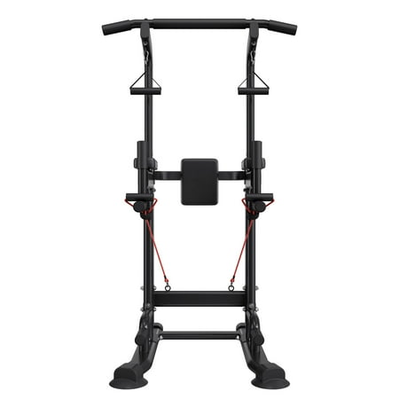 KFFKFF Pull Up Bar with 330 LBS Capacity, Power Tower Dip Station for Workouts, Free-Standing Chin-Up Bar with Stable H-Shaped Base, Adjustable 12-Level Height and 4-Level Back Pad